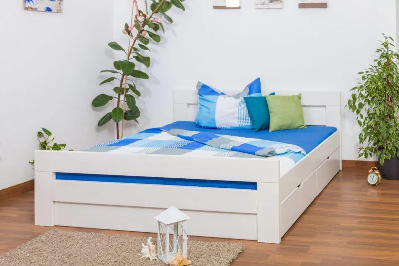 Massivholzbett Buche 180 x 200 cm Weiß Abbildung
