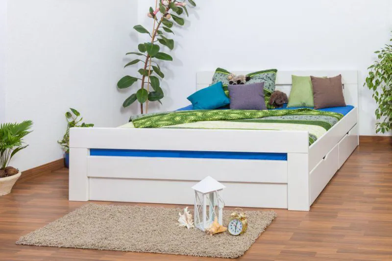 Bett Buche 180 x 200 cm Weiß Abbildung