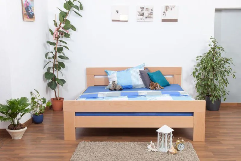 Bett Buche massiv 180 x 200 cm Natur Abbildung