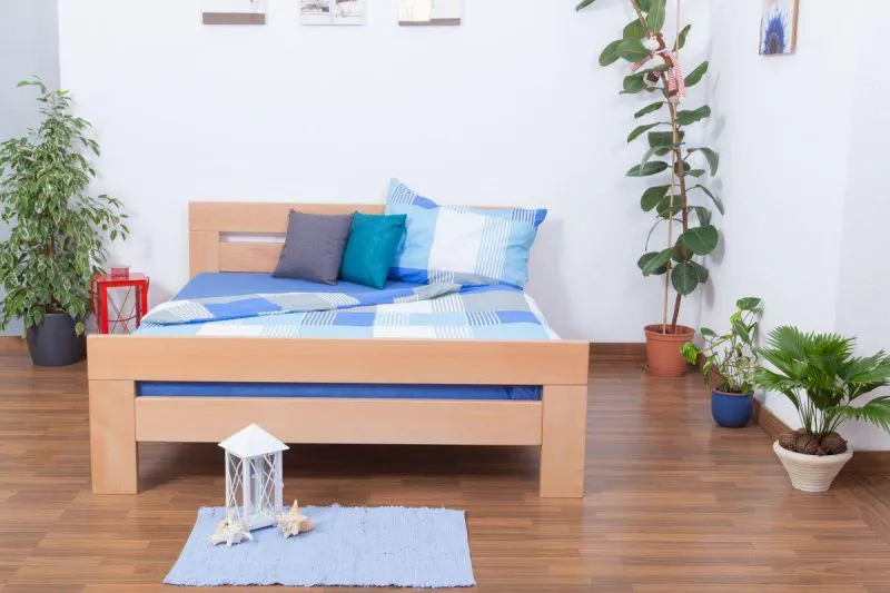 Bett Buche massiv 160 x 200 cm Natur Abbildung