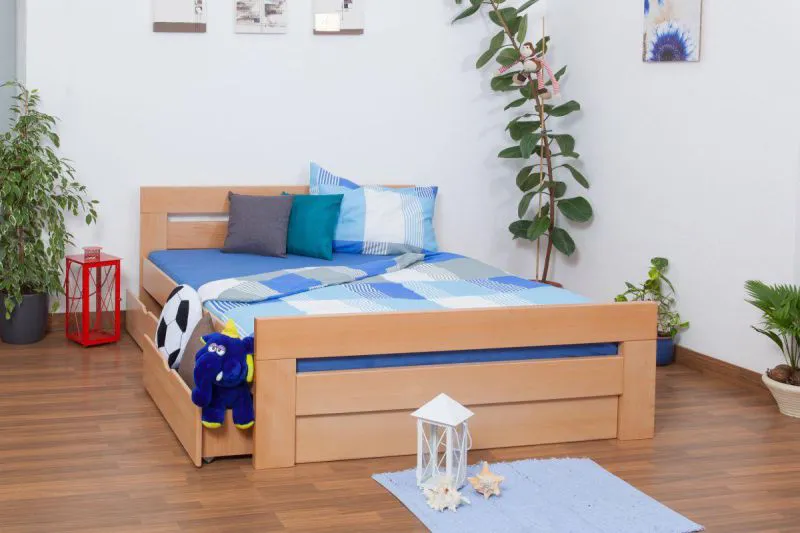 Buche Schubladenbett 160 x 200 cm Natur Abbildung