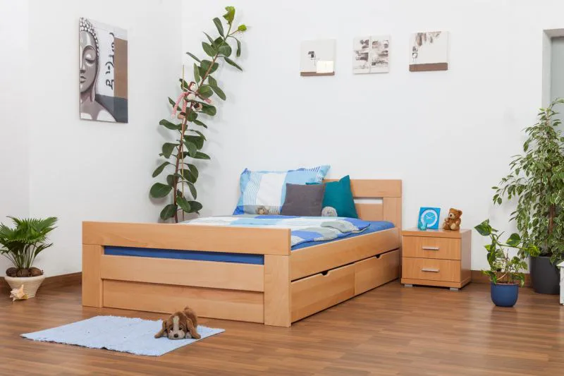Holzbett Buche 140 x 200 cm Natur Abbildung