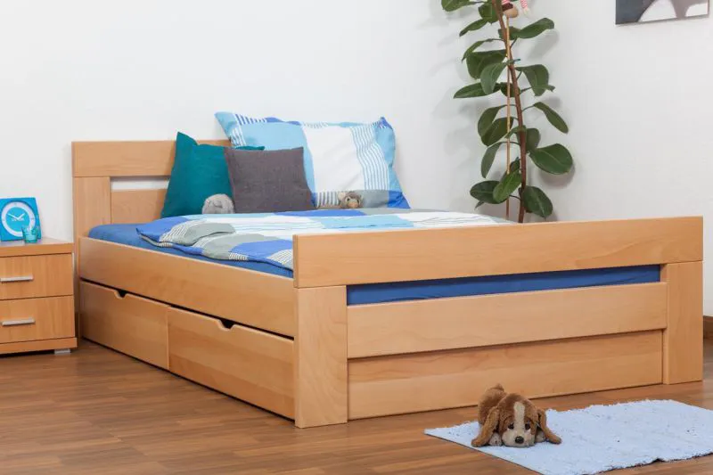 Stauraumbett Bettgestell Buche 140 x 200 cm Natur Abbildung