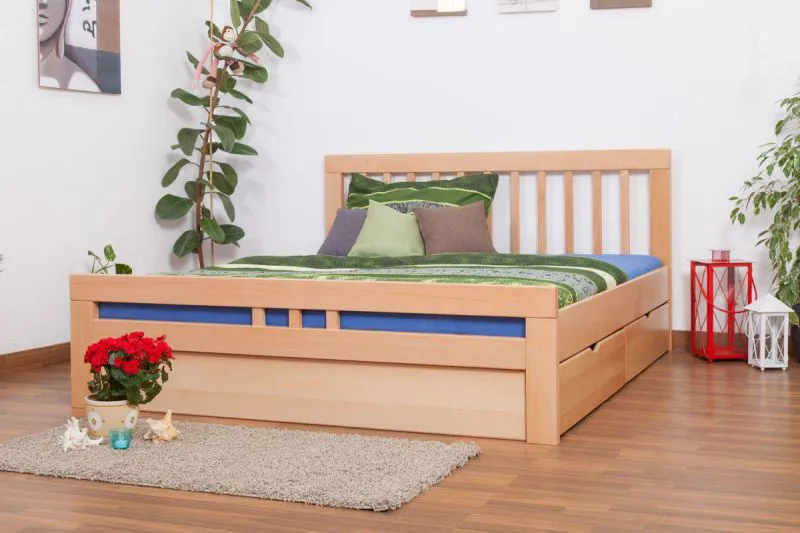 Buche Bett 180 x 200 cm Natur Abbildung