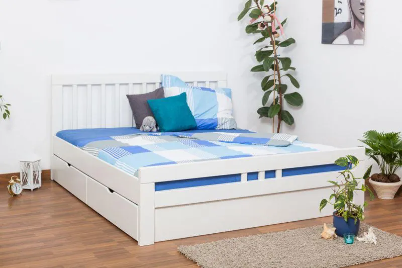 Bett Buche 180 x 200 cm Weiß Abbildung