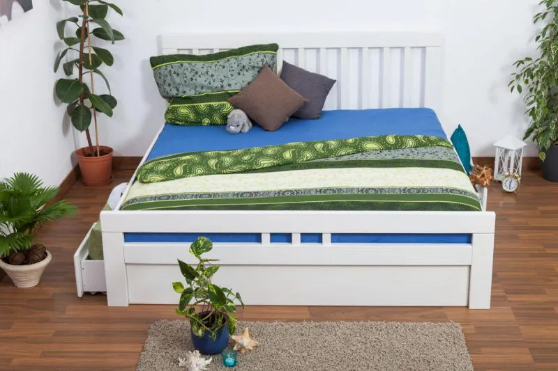 Bett 180 x 200 cm Buche massiv Weiß Abbildung