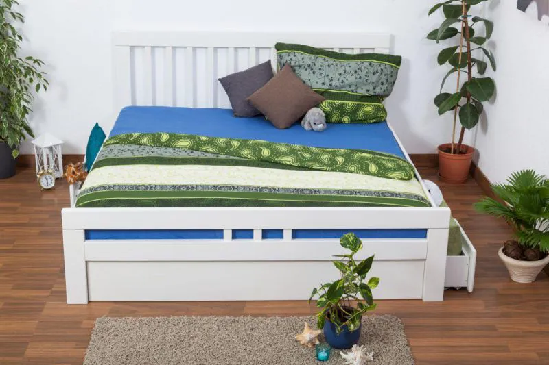 Weißes Buche Schubladenbett 180 x 200 cm Weiß Abbildung