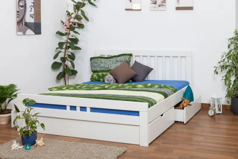 Buche Holzbett 180 x 200 cm Weiß Abbildung
