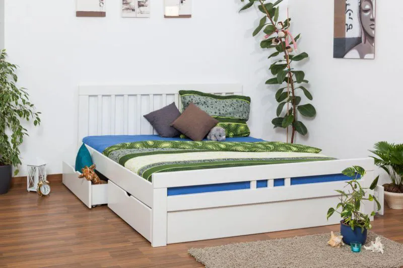 Stauraumbett Buche 180 x 200 cm Weiß Abbildung