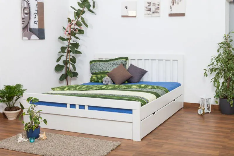Bett Buche 180 x 200 cm Weiß Abbildung