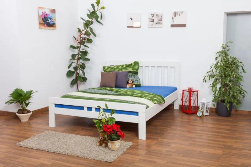 Bett 160 x 200 cm Buche Weiß Abbildung