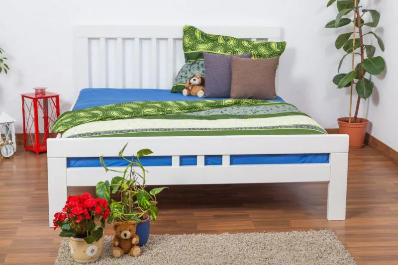 Weißes Buche Bett 160 x 200 cm Weiß massiv Abbildung