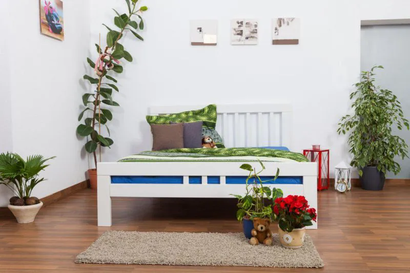 Holzbett 160 x 200 cm Buche massiv Weiß Abbildung