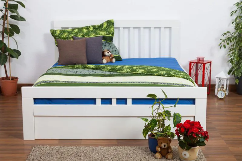 Weißes Buche Holzbett 160 x 200 cm Weiß Abbildung
