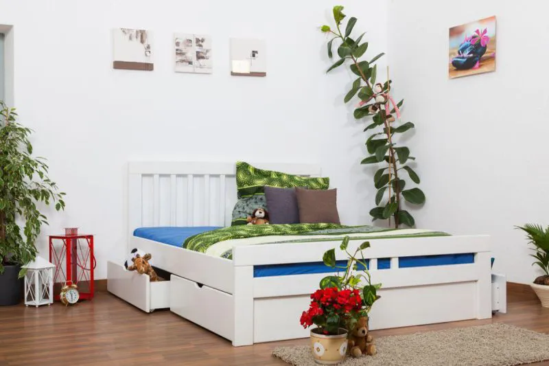 Buche Bett 160 x 200 cm Weiß Abbildung