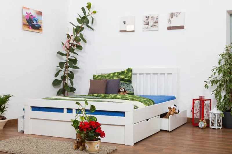 Weißes Buche Bett 160 x 200 cm Weiß massiv Abbildung