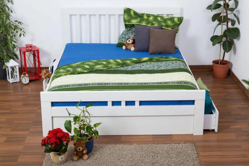 Bett Buche 160 x 200 cm Weiß Abbildung