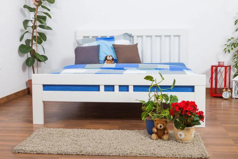 Weißes Buche Bett 160 x 200 cm Weiß Abbildung