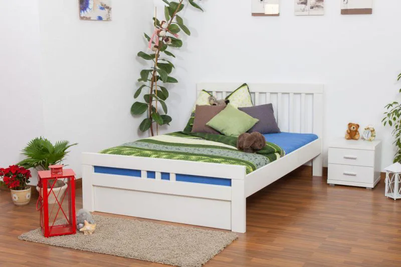 Buche Holzbett Bettgestell 140 x 200 cm Weiß Abbildung
