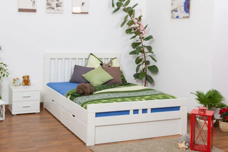 Bett 140 x 200 cm Buche Weiß Abbildung