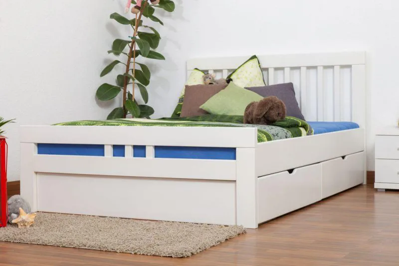 Weißes Buche Bett 140 x 200 cm Weiß Abbildung