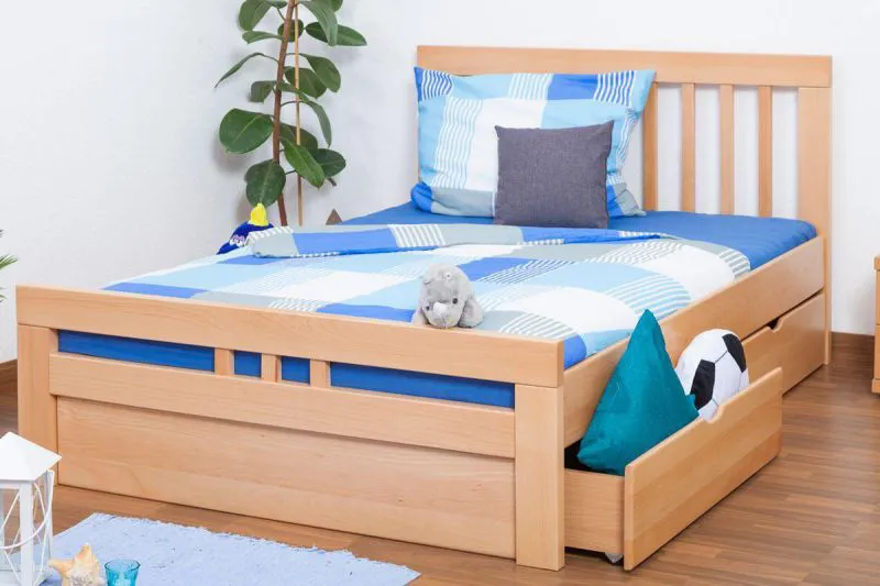 Stauraumbett Buche 140 x 200 cm Natur Abbildung