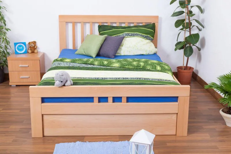 Massivholz Bettgestell Buche 140 x 200 cm Natur Abbildung