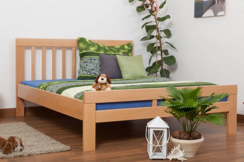 Buche Massivholz Bettgestell 160 x 200 cm Natur Abbildung