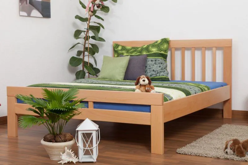 Bett Buche 160 x 200 cm Natur Abbildung