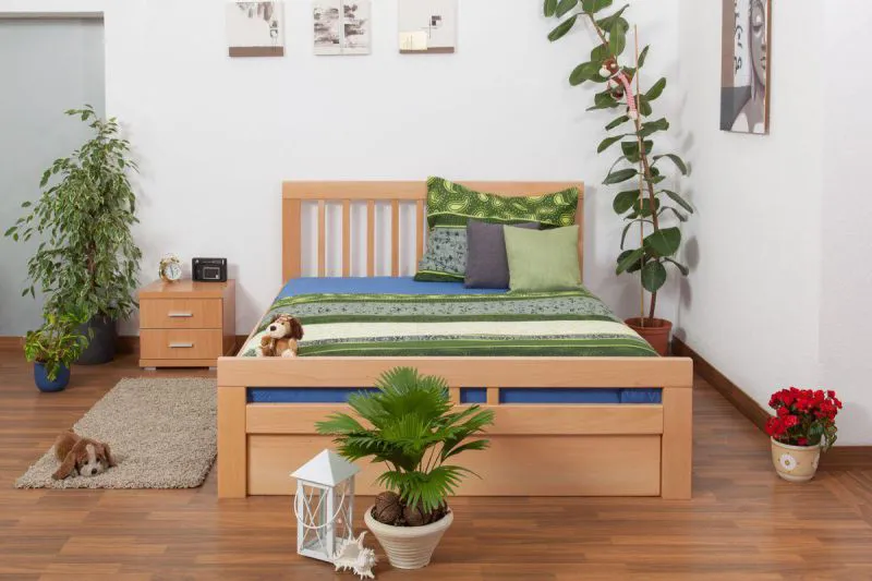Bett Buche 160 x 200 cm Natur Abbildung