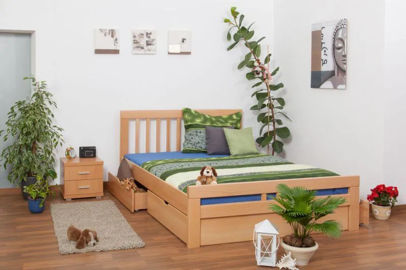 Buche Bett 160 x 200 cm Natur Abbildung