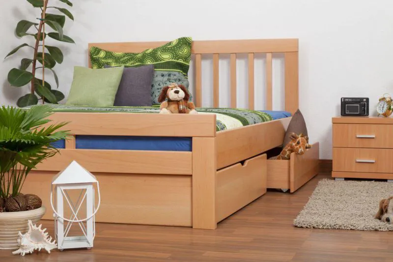 Stauraumbett Buche 160 x 200 cm Natur Abbildung