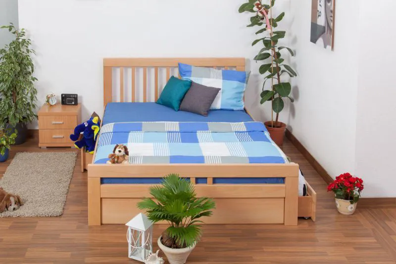 Bett 160 x 200 cm Buche Natur Abbildung