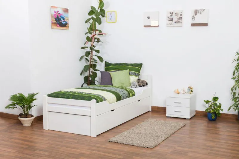 Stauraumbett Buche 90 x 200 cm Weiß Abbildung