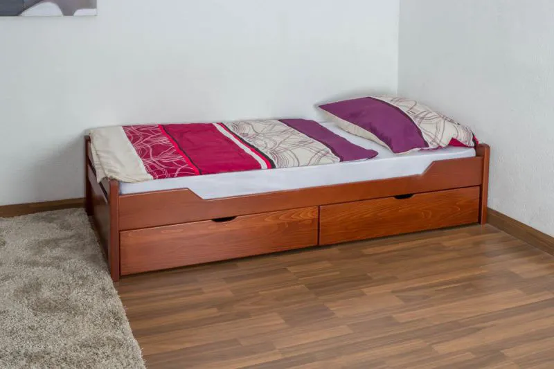 Bett mit Schubladen Buche 90 x 200 cm Kirsche Abbildung