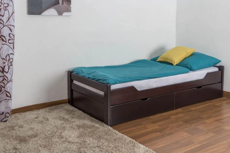 Stauraumbett Buche 90 x 200 cm Schokobraun Abbildung