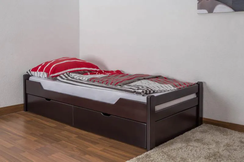 Ausziehbett 90 x 200 cm Buche Schokobraun mit 2 Schublade(n) Abbildung