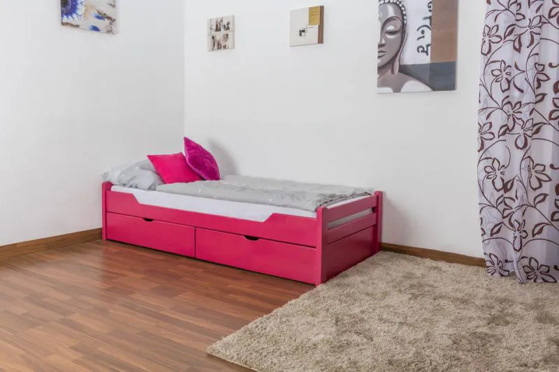 Buche Stauraumbett Bettgestell 90 x 200 cm Rosa Abbildung