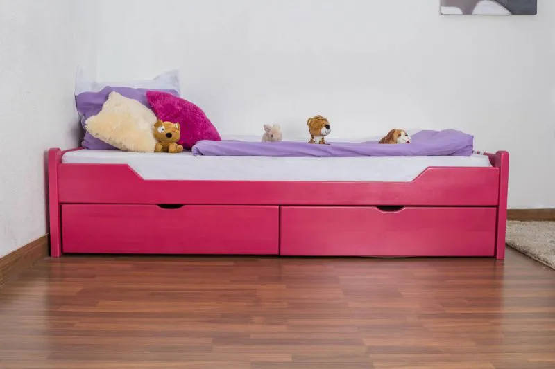 Buche Schubladenbett 90 x 200 cm Rosa Abbildung