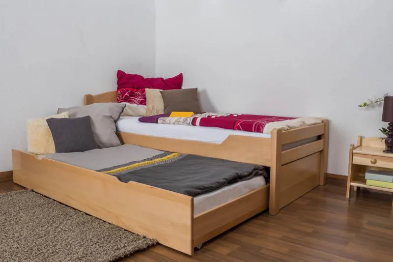 Stauraumbett 90 x 200 cm Buche Natur mit Lattenrost Abbildung