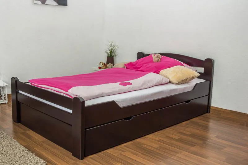 Bett 120 x 200 cm Buche Schokobraun mit Lattenrost Abbildung