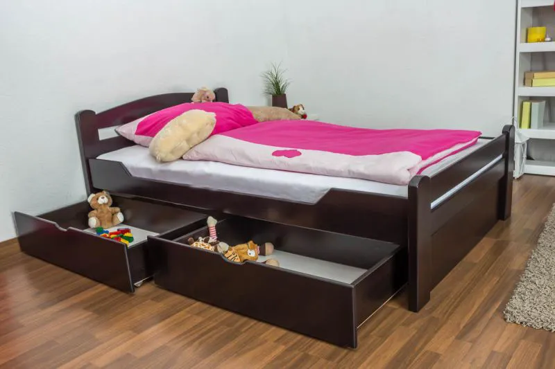 Bett 120 x 200 cm Buche massiv Schokobraun Abbildung