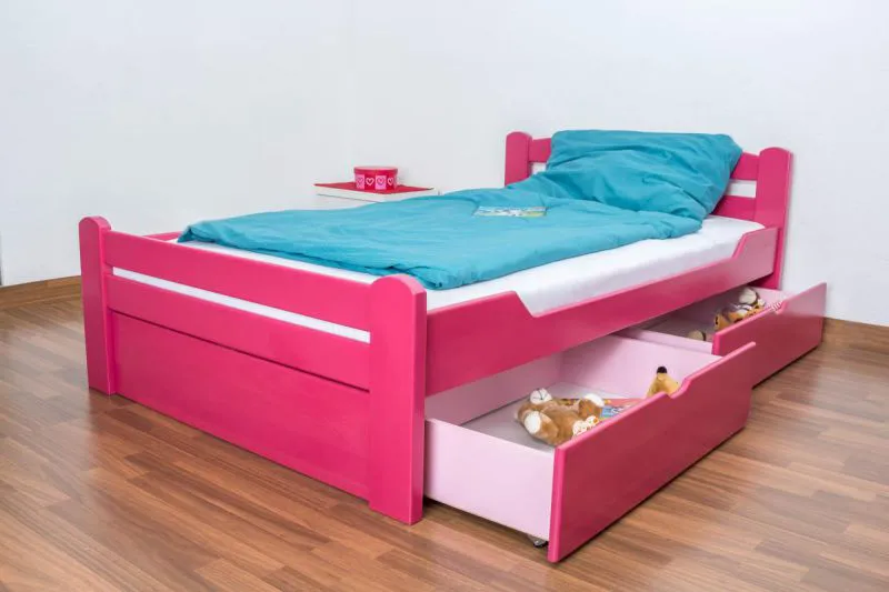 Massivholz Bettgestell Buche 120 x 200 cm Rosa Abbildung