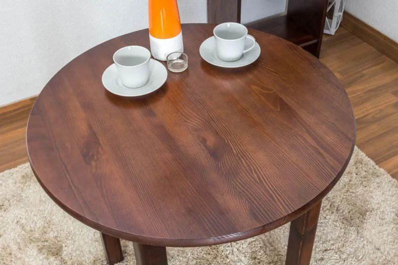 Holztisch Tisch 70x70 cm Kiefer massiv, Farbe: Nuss Abbildung