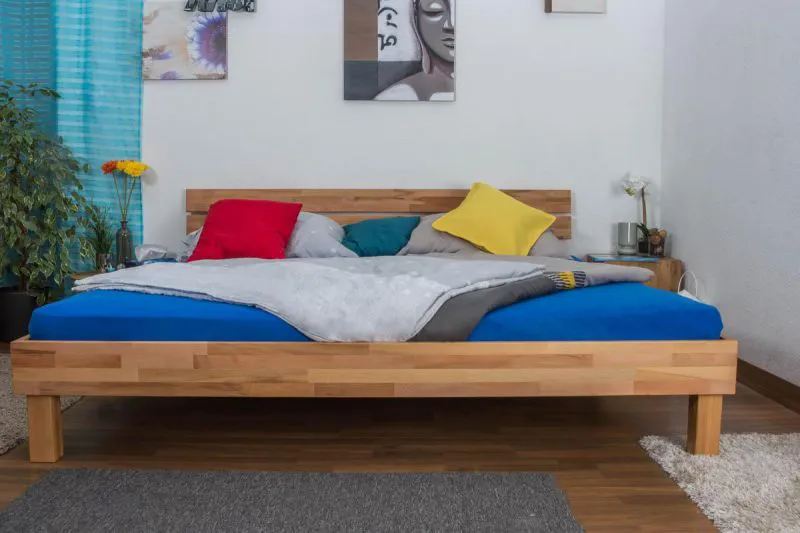 Bett 200 x 200 cm Kernbuche massiv geölt Abbildung