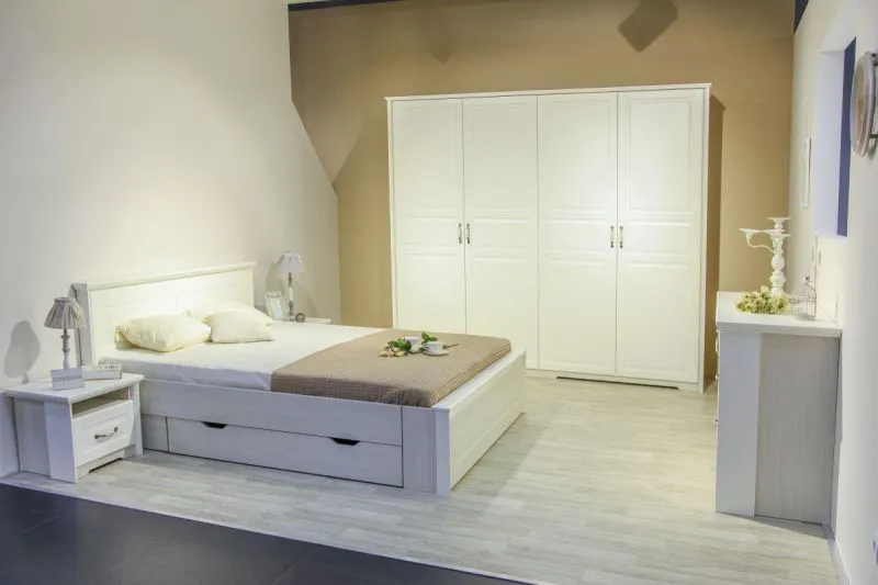 Easy Möbel Schlafzimmer Komplett - Set A Falefa, 6-teilig, Farbe: Eiche Weiß Abbildung