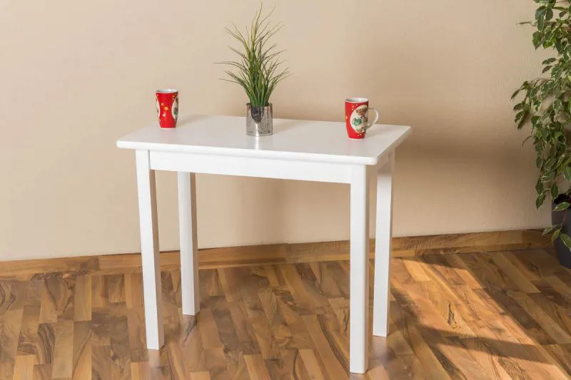 Holztisch Tisch 50x90 cm Kiefer massiv, Farbe: Weiß Abbildung