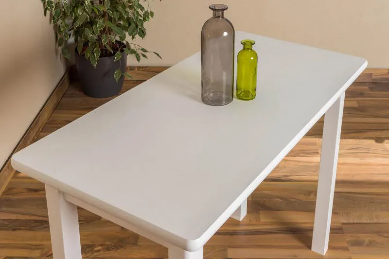 Holztisch Tisch 50x100 cm Kiefer massiv, Farbe: Weiß Abbildung