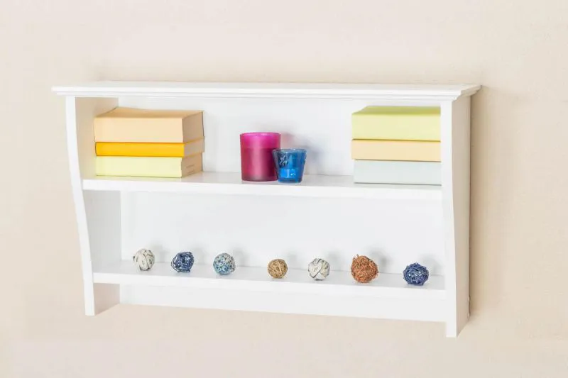 Küchenregal Hängeregal Küchen-Wandregal - 81 cm breit, Kiefer Massivholz, Farbe: Weiß Abbildung