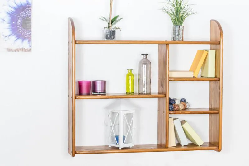 Hängeregal, Wandregal, Bücherregal - 100 cm breit, Kiefer Massivholz, Farbe: Eiche Abbildung